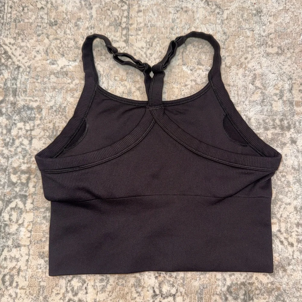 Alo Seamless Ribbed Favorite Bra Tank Black Size Medium - Picture 6 of 8
